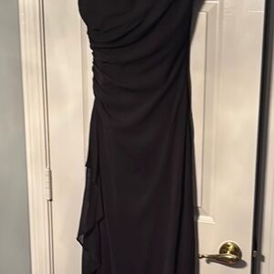 Signature by Sangria One Shoulder Black Dress